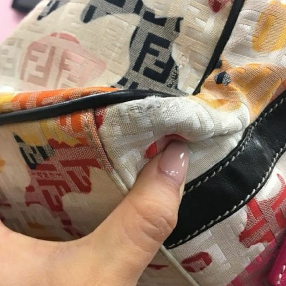 Auth Fendi Floral Mini Zucca Boston Bag RARE - Picture 7 of 8